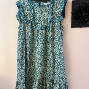 Green Floral Ruffle Dress - Max Studio